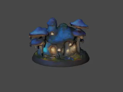 Cristmas Fantasy Mushroom House Free 3D model