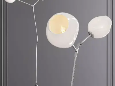 Branching Bubble Floor Light Satin Nickel and White Glass 3D model