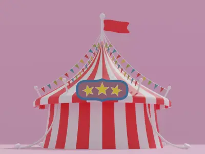 Cartoon Circus Tent 2 3D model