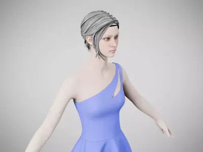 Dress 28 Very Light Blue Low-poly 3D model