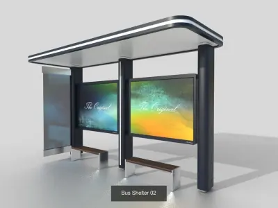 Bus Shelter Collection 1 - 9 Models 3D Model Pack