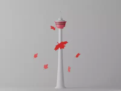 Cartoon Calgary Tower Canada 2 Low-poly 3D model