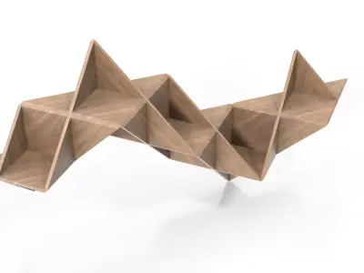 T-Shelf Walnut Low-poly 3D model