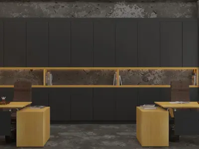 3D Modern Office Interior Design  Low-poly 3D model