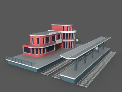 Train Station Game Ready 2 Low-poly 3D model