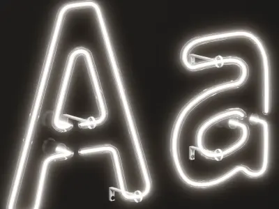 Neon Light Lamp 03 - Alphabet 3D model