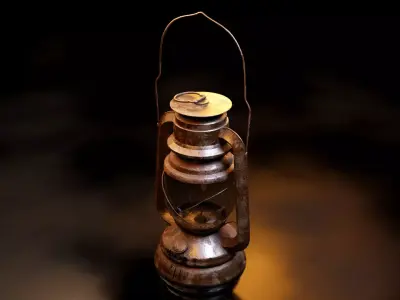 Old oil lantern-Lantern 3D model Low-poly 3D model