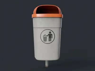 Street Trash Can 36 PBR Game Ready Low-poly 3D model