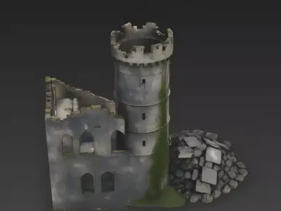 Ancient Castle Ruins 3D Model Low-poly 3D model