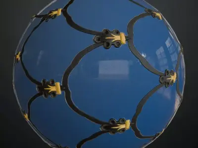 Blue and Black Decorative Glass Pattern Transparent PBR Seamless Texture