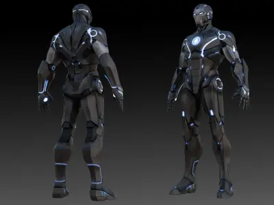 Iron Man Stealth Suit 3D Model Game Ready Fully Rigged Low-poly 3D model