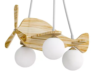 Wood Kids Chandelier with Globe Lights 3D model