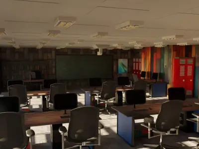 School Computer Classroom Low-poly 3D model