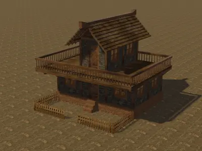 Medieval house eight 16 Low-poly 3D model