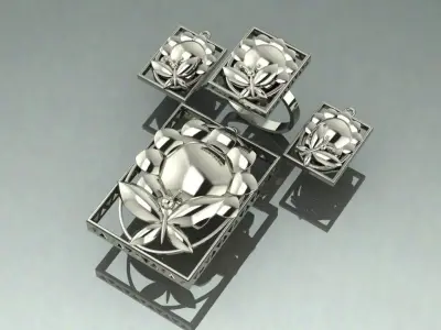 The Floral Lattice Suite Half-Set jewelry 3D model - for her 3D print model