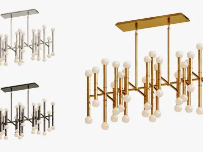 Chandelier meurice rectangular jonathan adler designed  3D model