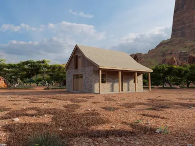 Vilage in forest-old house 3D model