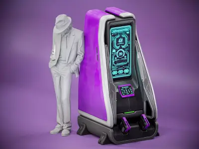 Sci-fi Console X5 PBR Low-poly 3D model