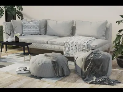 Interior Livingroom morden minimal scene 3D model