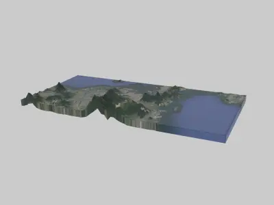 Kitakyushu City Low-poly 3D model