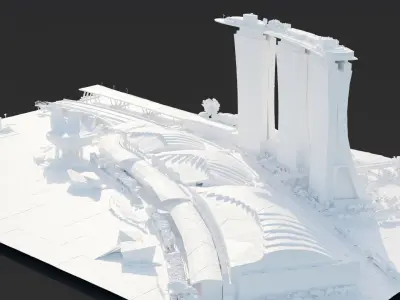 Marina Bay Sands Singapore Low-poly 3D model