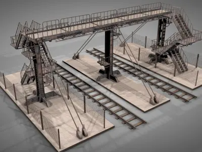 Abandoned Railway Overpass v2 3D model