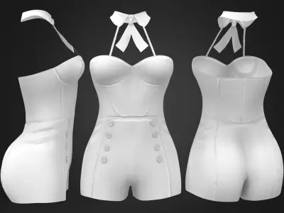 Retro Dots Swim Corset Low-poly 3D model