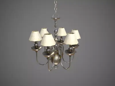 Vintage Chandelier White Low-poly 3D model