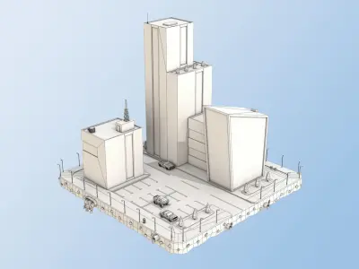 Low Poly City Buildings  Low-poly 3D model