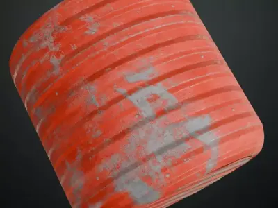 Worn Red Painted Corrugated Steel Siding PBR Seamless Texture