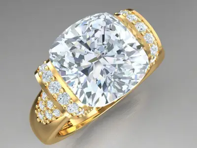 Light Gold Diamond Men Ring 2MR046 3D model