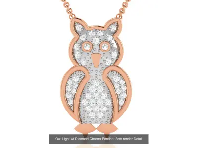 10 Owl  Charm Pendant Necklace 3D Model Pack