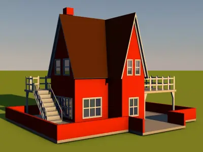 Cartoon house  Low-poly 3D model