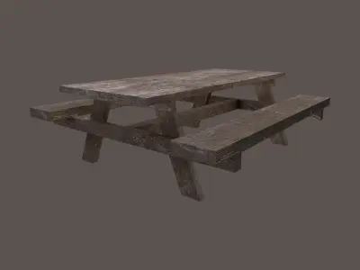 Street Wooden Table Low-poly 3D model