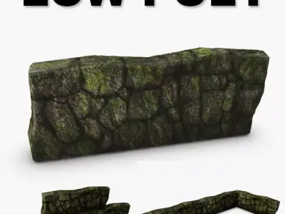 Mossy Rockwall Lowpoly 3D model