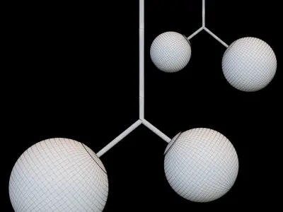 CLOVEN three glass spheres hanging from gold chain 3D model