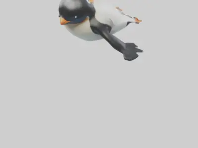 Penguin sliding on belly model Low-poly 3D model