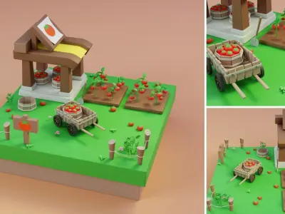 Cartoon Farm Islands Exteriors Low-poly 3D model