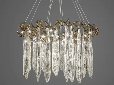 ceilinglight01 glass chandelier with crystals hanging from it 3D model