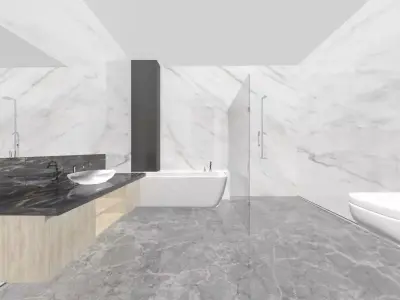Bathroom modern with marble floors and walls 3D model purchase