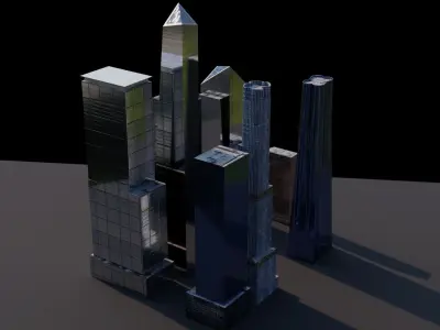 Hudson Yards Pack - All Hudson Yards Towers Low-poly 3D model