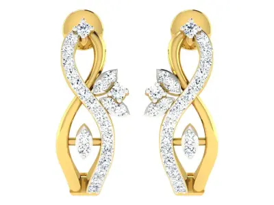 Daimond Earrings 3DM STL OBJ FBX Render Details 3D print model
