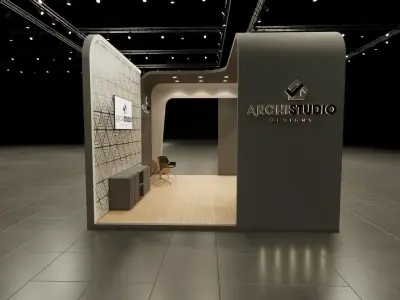 Exhibition booth design 3D model 6m x 5m 3D model 3D model
