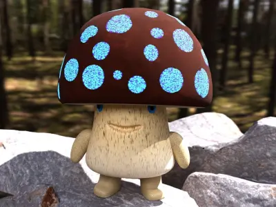 Cartoon mushroom Low-poly 3D model
