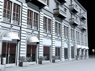 European building front 3D model