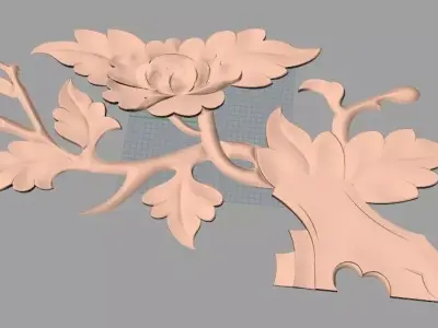 Bed door flower 3D relief STL model for CNC engraving E550 3D model