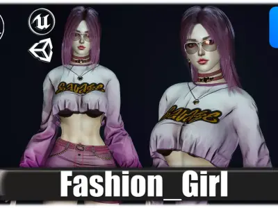 Fashion Girl Low-poly 3D model