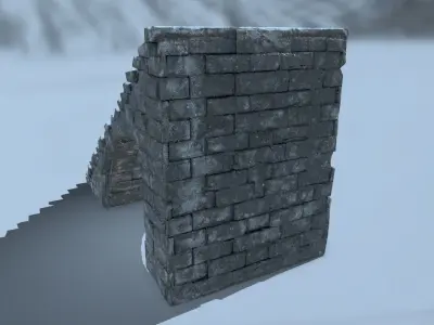 stairs set of in snow Low-poly 3D model