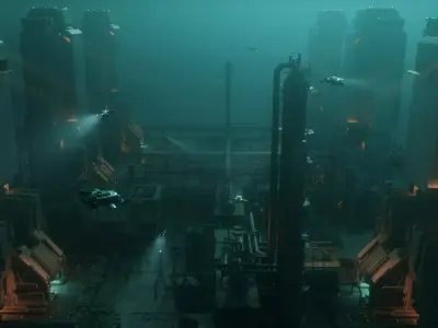 Underwater Sci-Fi Facility Scene 3D model