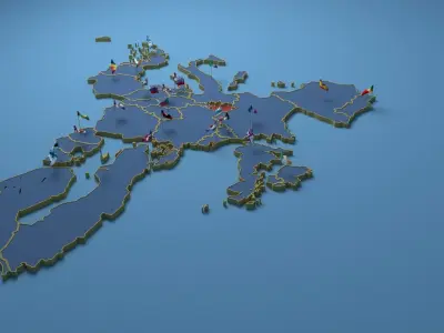 Detachable states of the European Union Low-poly 3D model